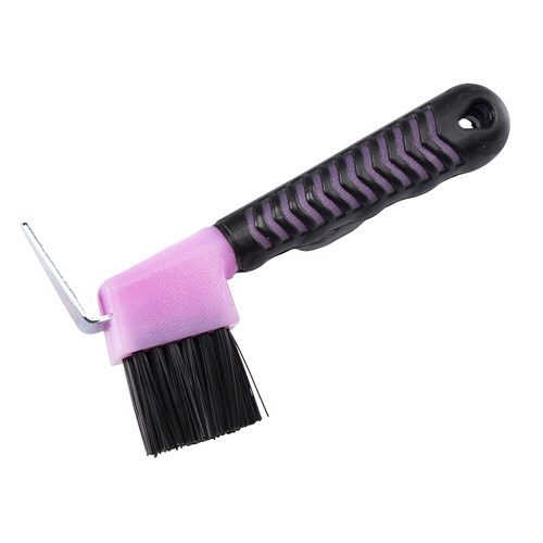 Soft Grip Hoof Pick with Brush [COLOUR: PINK]