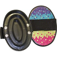 Plastic Curry Comb with Rainbow Crystals