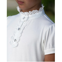 Zoe White Broidery Angliase Ruffle Show Shirt