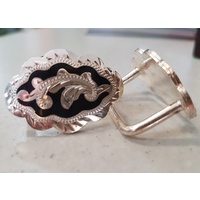 Black/Silver Bridle Concho with Loop