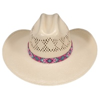 Beaded Hat Band - Pink Aztec