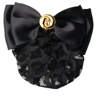 Show Bow - Black Satin with Gold Horse heads