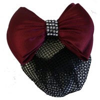 Show Bow Hairnet- Crystal row - Red