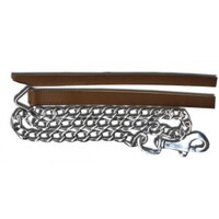 Western Leather Lead with Chain - Brown