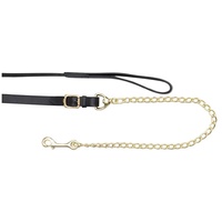 Leather Lead  with 18"; Brass Plated  Chain