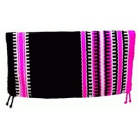 Western Saddle Blanket - Black/Fushia/White