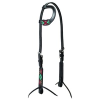 Weaver Turquoise Cross One Ear Headstall - Black