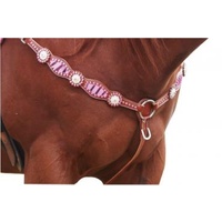 Zebra Western Breastplate - Pink