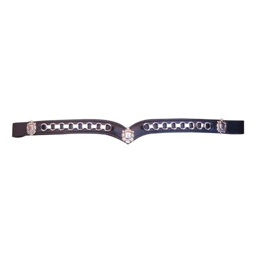 Silver Shield & Chain "V" Browband [Size: Cob]