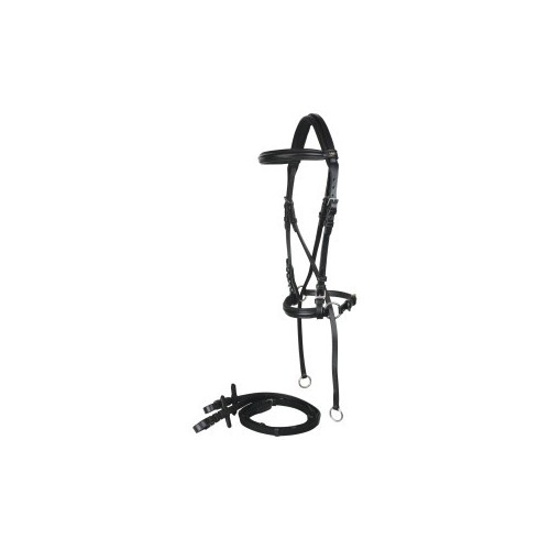 Leather Bitless Bridle with reins [Size: Pony] [Colour: Black]