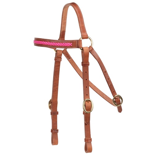 Barcoo Bridle Harness - Pink Braiding [Size: Full]