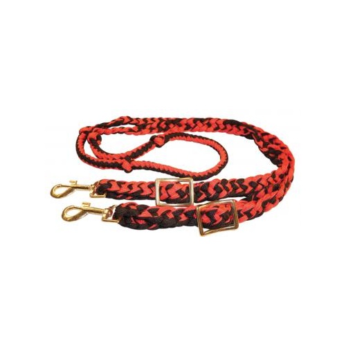 Nylon Braided ADJ Sporting reins [COLOUR: Black/Red]