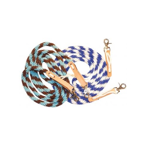 Western Nylon Reins with Snaps [COLOUR: Brown/Blue]