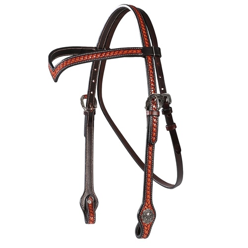 Outlaw V Brow Basketweave Headstall