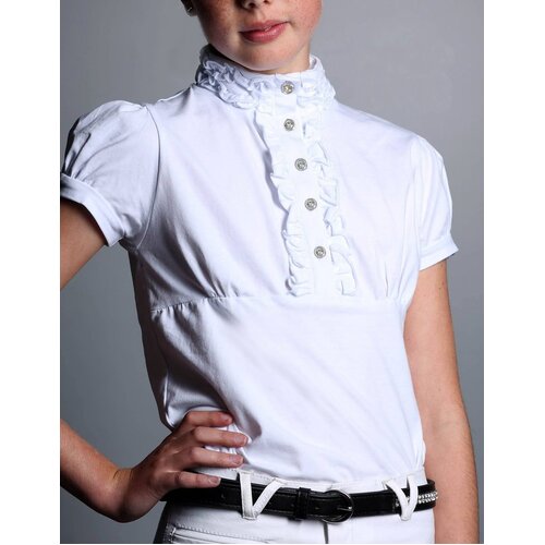 Poly Ruffle Girls Show shirt White [Shirt Size: 8]