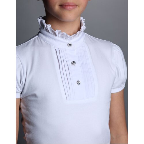 Girls Cara Ruffle White Show Shirt[Shirt Size: 8]