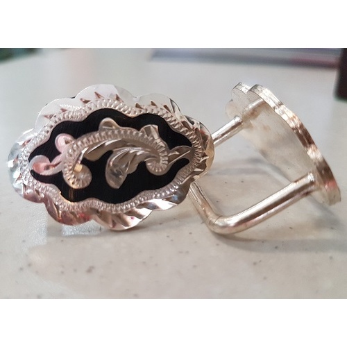 Black/Silver Bridle Concho with Loop