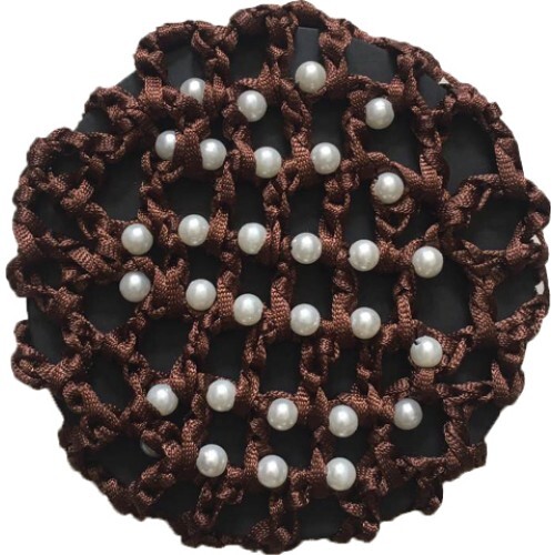 Hair nets with pearls [Colour: Brown]