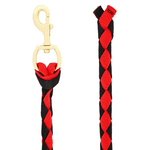 Premium Hand Braided Poly Leads [Colour: Black/Red]