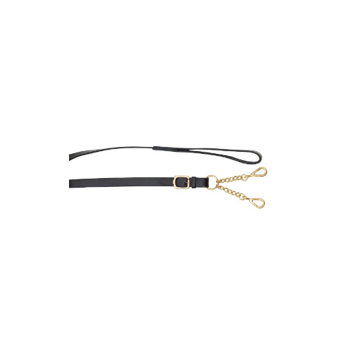 Leather Lead with Pony Size Brass Argosy Chain [Colour: Black]