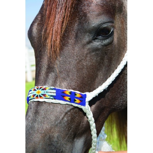 Professional's Choice Cowboy Halter Braided w/10' Lead [Colour: White/Royal Blue]