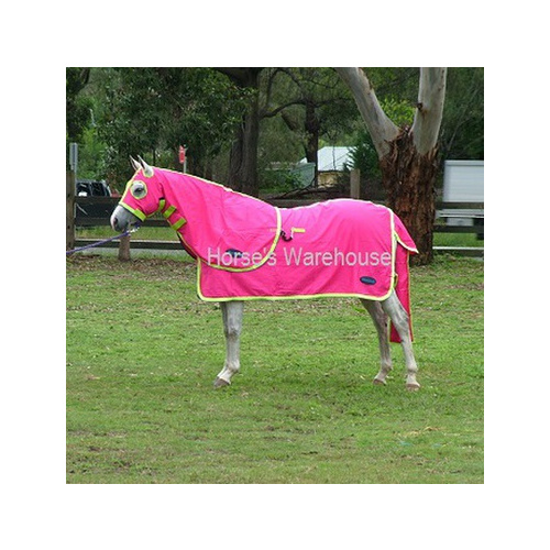 MiniCraft Show Set - Hot Pink/Lime/Purple [Rug Size: 5'0] [HOOD SIZE: Small Pony] [TAIL BAG SIZE: Horse]
