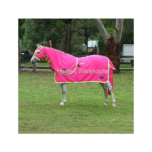 MiniCraft Show Set - Hot Pink/Lime/Purple [Rug Size: 4'6] [HOOD SIZE: Small Pony] [TAIL BAG SIZE: Horse]