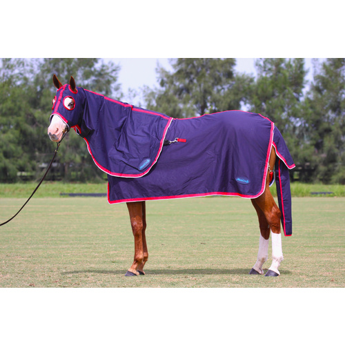 MiniCraft Show Set - Navy/Red/Whte [Rug Size: 5'0] [HOOD SIZE: Small Pony] [TAIL BAG SIZE: Horse]