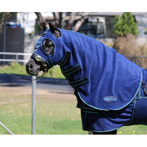 Polar Fleece Hood - Navy/Light Blue [Rug Size: Cob]