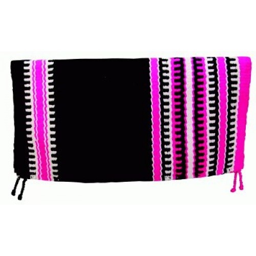 Western Saddle Blanket - Black/Fushia/White