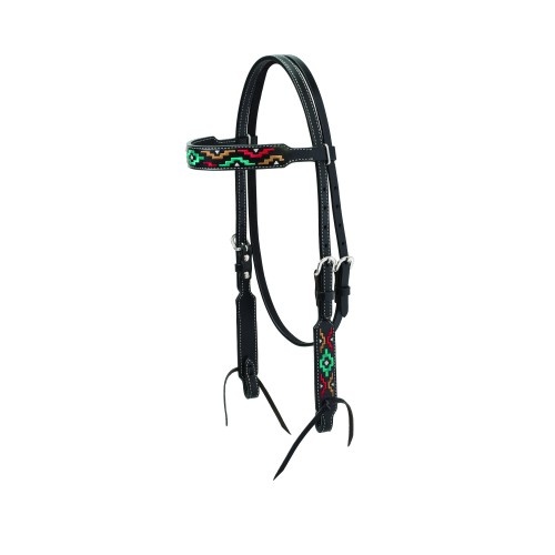Weaver Turquoise Cross Multi Browband Headstall Black