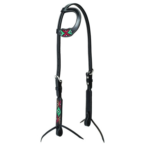 Weaver Turquoise Cross One Ear Headstall - Black